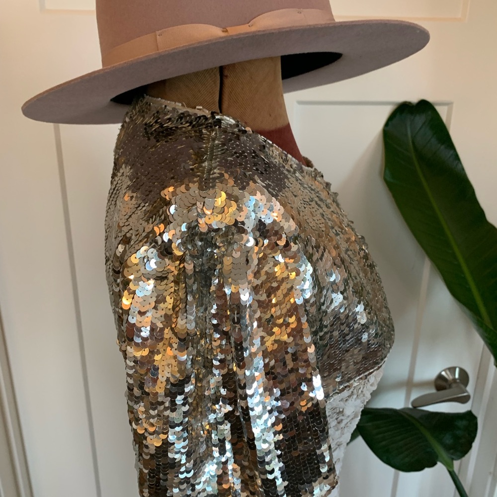 Silver and White Sequin Mini dress